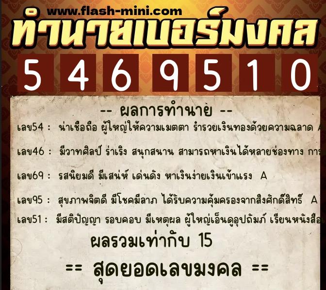 ทำนายเบอร์มงคล 0XX-5469510 ทำนายเบอร์มงคล หมายเลข 066-546951 ทำนายเบอร์มงคล 0XX-5469510 ทำนายเบอร์มงคล หมายเลข 066-546951