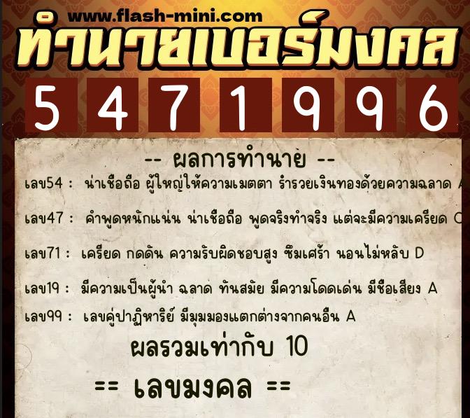 ทำนายเบอร์มงคล 0XX-5471996 ทำนายเบอร์มงคล หมายเลข 066-547199 ทำนายเบอร์มงคล 0XX-5471996 ทำนายเบอร์มงคล หมายเลข 066-547199
