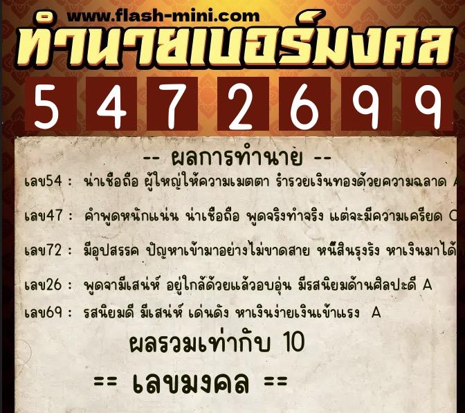ทำนายเบอร์มงคล 0XX-5472699 ทำนายเบอร์มงคล หมายเลข 093-547269 ทำนายเบอร์มงคล 0XX-5472699 ทำนายเบอร์มงคล หมายเลข 093-547269