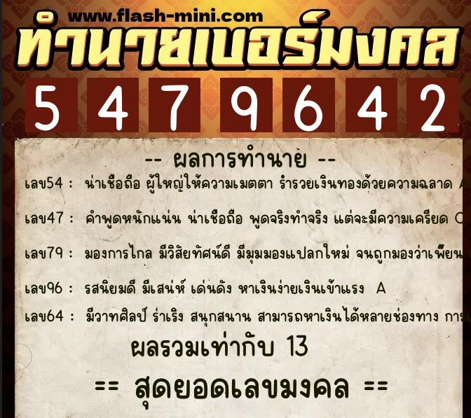 ทำนายเบอร์มงคล 0XX-5479642 ทำนายเบอร์มงคล หมายเลข 060-547964 ทำนายเบอร์มงคล 0XX-5479642 ทำนายเบอร์มงคล หมายเลข 060-547964