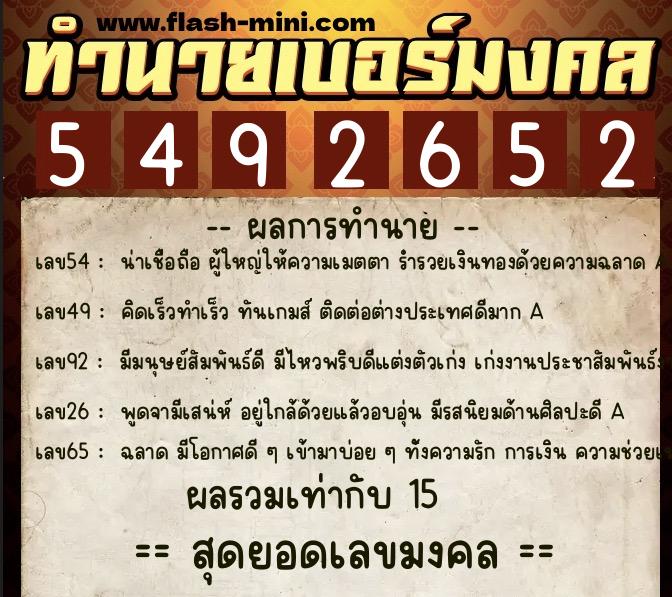 ทำนายเบอร์มงคล 0XX-5492652 ทำนายเบอร์มงคล หมายเลข 095-549265 ทำนายเบอร์มงคล 0XX-5492652 ทำนายเบอร์มงคล หมายเลข 095-549265