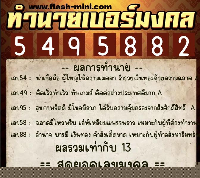 ทำนายเบอร์มงคล 0XX-5495882 ทำนายเบอร์มงคล หมายเลข 091-549588 ทำนายเบอร์มงคล 0XX-5495882 ทำนายเบอร์มงคล หมายเลข 091-549588