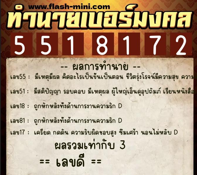 ทำนายเบอร์มงคล 0XX-5518172 ทำนายเบอร์มงคล หมายเลข 090-551817 ทำนายเบอร์มงคล 0XX-5518172 ทำนายเบอร์มงคล หมายเลข 090-551817