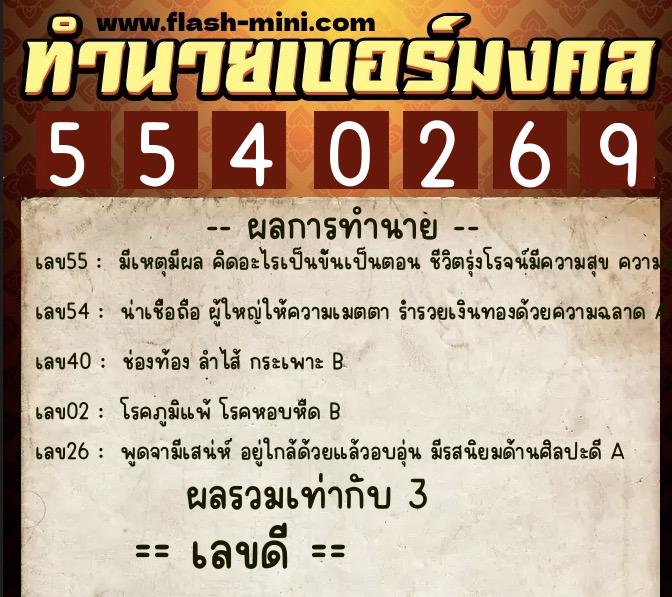 ทำนายเบอร์มงคล 0XX-5540269 ทำนายเบอร์มงคล หมายเลข 068-554026 ทำนายเบอร์มงคล 0XX-5540269 ทำนายเบอร์มงคล หมายเลข 068-554026