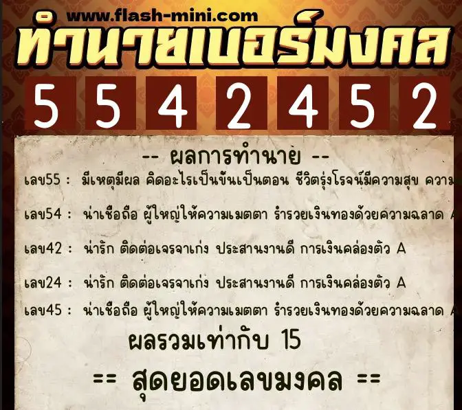 ทำนายเบอร์มงคล 0XX-5542452 ทำนายเบอร์มงคล หมายเลข 083-554245 ทำนายเบอร์มงคล 0XX-5542452 ทำนายเบอร์มงคล หมายเลข 083-554245