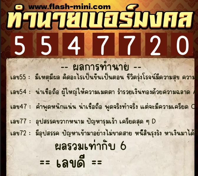 ทำนายเบอร์มงคล 0XX-5547720 ทำนายเบอร์มงคล หมายเลข 087-554772 ทำนายเบอร์มงคล 0XX-5547720 ทำนายเบอร์มงคล หมายเลข 087-554772