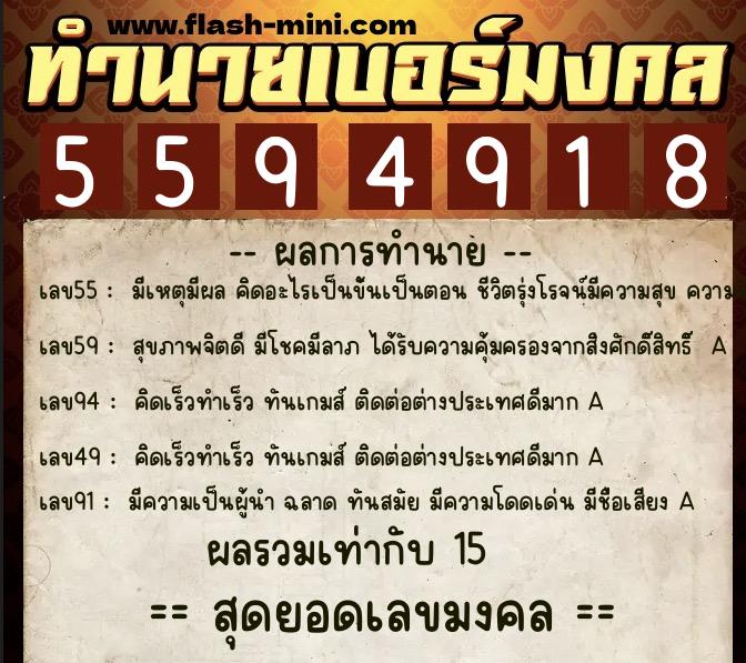 ทำนายเบอร์มงคล 0XX-5594918 ทำนายเบอร์มงคล หมายเลข 067-559491 ทำนายเบอร์มงคล 0XX-5594918 ทำนายเบอร์มงคล หมายเลข 067-559491