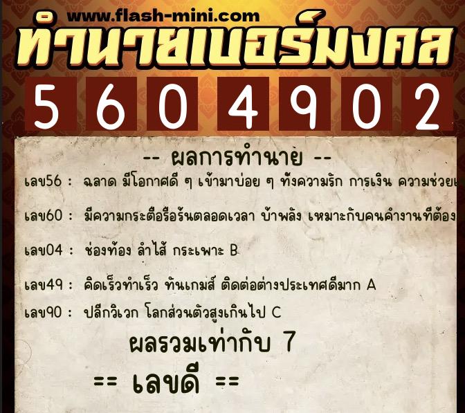 ทำนายเบอร์มงคล 0XX-5604902 ทำนายเบอร์มงคล หมายเลข 094-560490 ทำนายเบอร์มงคล 0XX-5604902 ทำนายเบอร์มงคล หมายเลข 094-560490