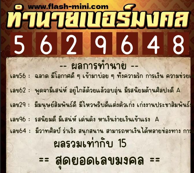 ทำนายเบอร์มงคล 0XX-5629648 ทำนายเบอร์มงคล หมายเลข 086-562964 ทำนายเบอร์มงคล 0XX-5629648 ทำนายเบอร์มงคล หมายเลข 086-562964