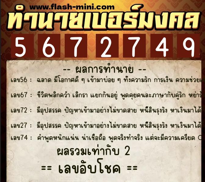 ทำนายเบอร์มงคล 0XX-5672749 ทำนายเบอร์มงคล หมายเลข 085-567274 ทำนายเบอร์มงคล 0XX-5672749 ทำนายเบอร์มงคล หมายเลข 085-567274