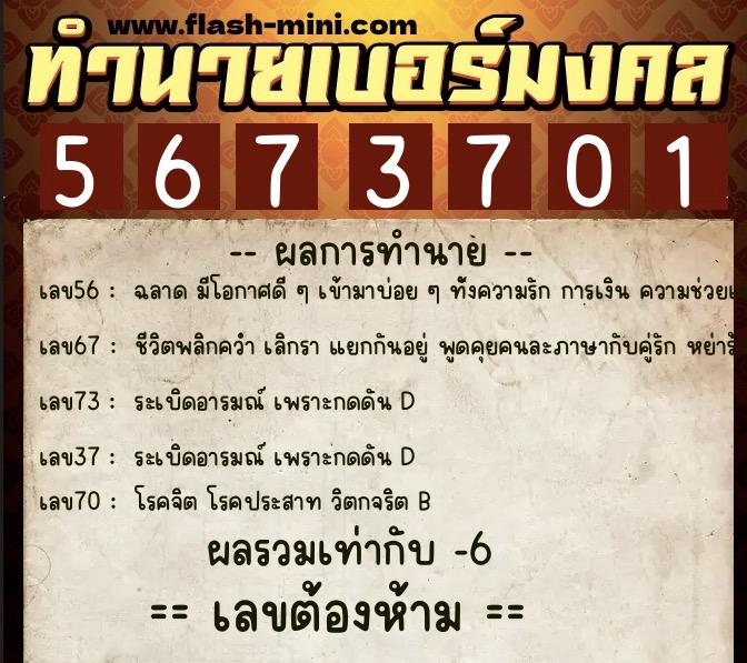 ทำนายเบอร์มงคล 0XX-5673701 ทำนายเบอร์มงคล หมายเลข 067-567370 ทำนายเบอร์มงคล 0XX-5673701 ทำนายเบอร์มงคล หมายเลข 067-567370