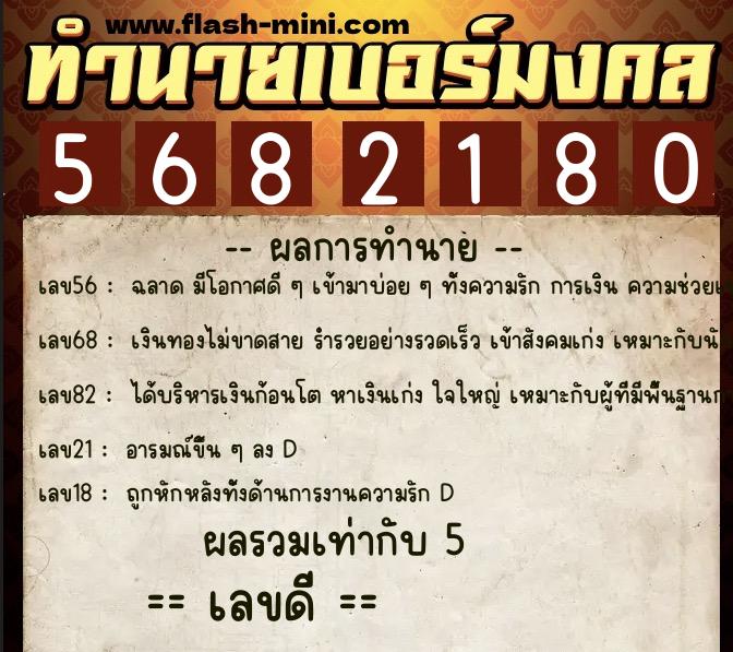 ทำนายเบอร์มงคล 0XX-5682180 ทำนายเบอร์มงคล หมายเลข 081-568218 ทำนายเบอร์มงคล 0XX-5682180 ทำนายเบอร์มงคล หมายเลข 081-568218
