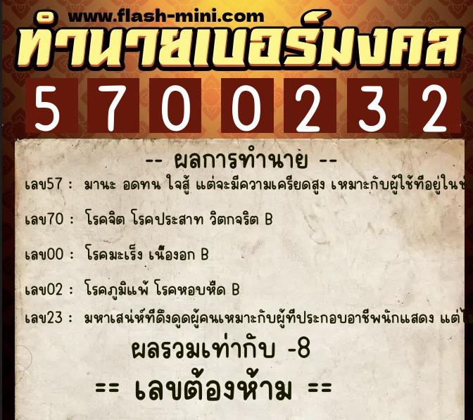 ทำนายเบอร์มงคล 0XX-5700232 ทำนายเบอร์มงคล หมายเลข 088-570023 ทำนายเบอร์มงคล 0XX-5700232 ทำนายเบอร์มงคล หมายเลข 088-570023