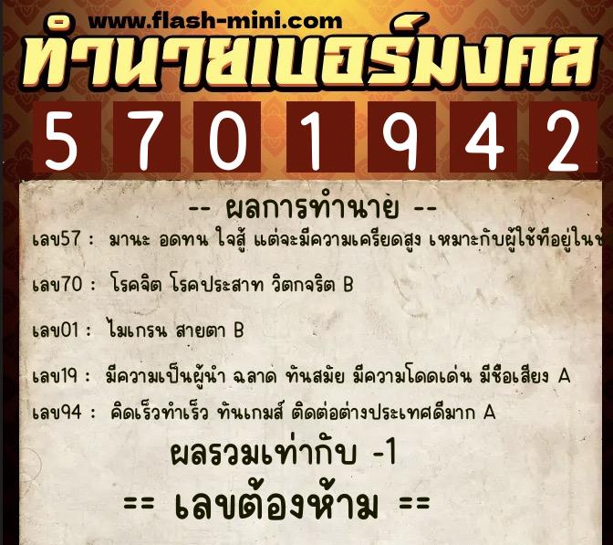 ทำนายเบอร์มงคล 0XX-5701942 ทำนายเบอร์มงคล หมายเลข 061-570194 ทำนายเบอร์มงคล 0XX-5701942 ทำนายเบอร์มงคล หมายเลข 061-570194