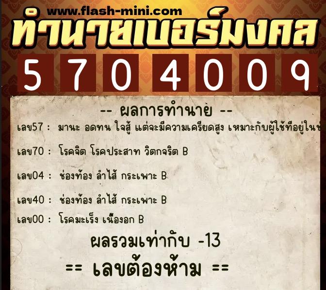 ทำนายเบอร์มงคล 0XX-5704009 ทำนายเบอร์มงคล หมายเลข 091-570400 ทำนายเบอร์มงคล 0XX-5704009 ทำนายเบอร์มงคล หมายเลข 091-570400