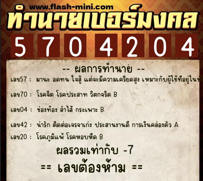 ทำนายเบอร์มงคล 0XX-5704204 ทำนายเบอร์มงคล หมายเลข 089-570420 ทำนายเบอร์มงคล 0XX-5704204 ทำนายเบอร์มงคล หมายเลข 089-570420
