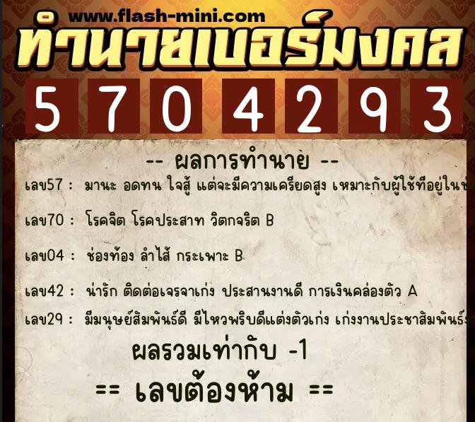 ทำนายเบอร์มงคล 0XX-5704293 ทำนายเบอร์มงคล หมายเลข 061-570429 ทำนายเบอร์มงคล 0XX-5704293 ทำนายเบอร์มงคล หมายเลข 061-570429