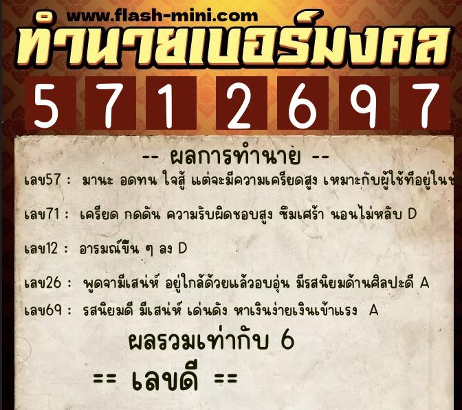 ทำนายเบอร์มงคล 0XX-5712697 ทำนายเบอร์มงคล หมายเลข 095-571269 ทำนายเบอร์มงคล 0XX-5712697 ทำนายเบอร์มงคล หมายเลข 095-571269