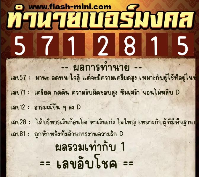 ทำนายเบอร์มงคล 0XX-5712815 ทำนายเบอร์มงคล หมายเลข 088-571281 ทำนายเบอร์มงคล 0XX-5712815 ทำนายเบอร์มงคล หมายเลข 088-571281