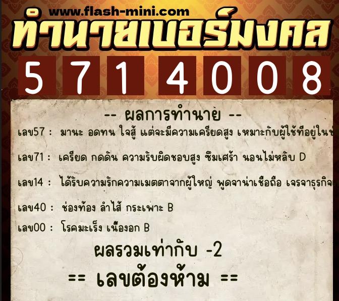 ทำนายเบอร์มงคล 0XX-5714008 ทำนายเบอร์มงคล หมายเลข 099-571400 ทำนายเบอร์มงคล 0XX-5714008 ทำนายเบอร์มงคล หมายเลข 099-571400