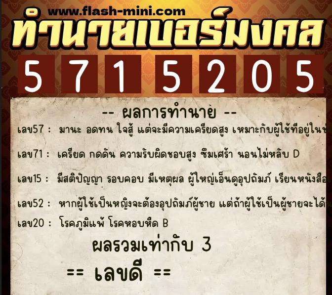 ทำนายเบอร์มงคล 0XX-5715205 ทำนายเบอร์มงคล หมายเลข 087-571520 ทำนายเบอร์มงคล 0XX-5715205 ทำนายเบอร์มงคล หมายเลข 087-571520