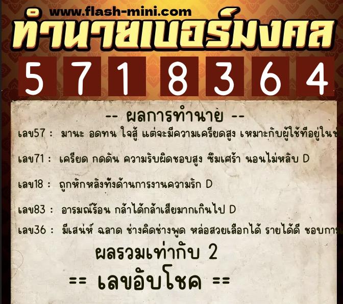 ทำนายเบอร์มงคล 0XX-5718364 ทำนายเบอร์มงคล หมายเลข 095-571836 ทำนายเบอร์มงคล 0XX-5718364 ทำนายเบอร์มงคล หมายเลข 095-571836