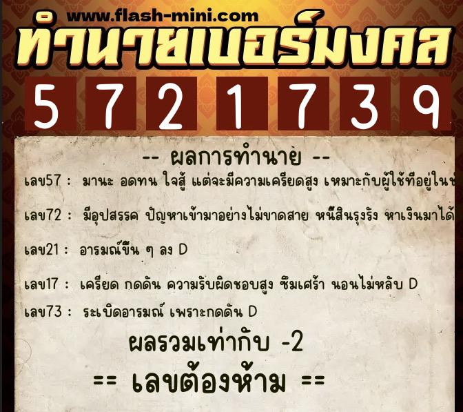 ทำนายเบอร์มงคล 0XX-5721739 ทำนายเบอร์มงคล หมายเลข 099-572173 ทำนายเบอร์มงคล 0XX-5721739 ทำนายเบอร์มงคล หมายเลข 099-572173