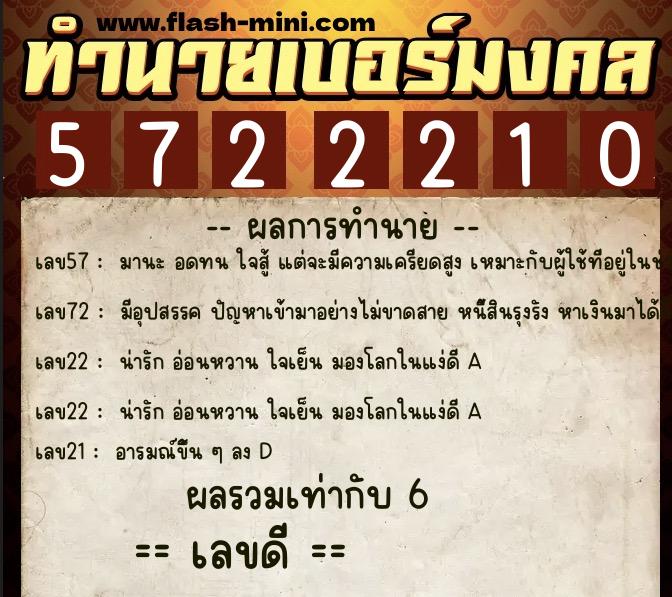 ทำนายเบอร์มงคล 0XX-5722210 ทำนายเบอร์มงคล หมายเลข 062-572221 ทำนายเบอร์มงคล 0XX-5722210 ทำนายเบอร์มงคล หมายเลข 062-572221