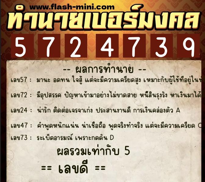 ทำนายเบอร์มงคล 0XX-5724739 ทำนายเบอร์มงคล หมายเลข 084-572473 ทำนายเบอร์มงคล 0XX-5724739 ทำนายเบอร์มงคล หมายเลข 084-572473