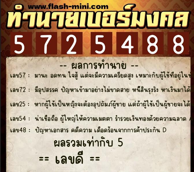 ทำนายเบอร์มงคล 0XX-5725488 ทำนายเบอร์มงคล หมายเลข 083-572548 ทำนายเบอร์มงคล 0XX-5725488 ทำนายเบอร์มงคล หมายเลข 083-572548