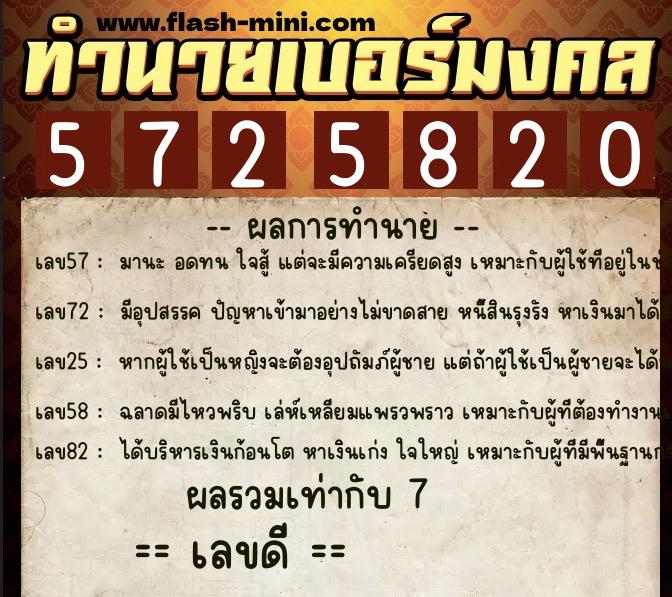 ทำนายเบอร์มงคล 0XX-5725820 ทำนายเบอร์มงคล หมายเลข 068-572582 ทำนายเบอร์มงคล 0XX-5725820 ทำนายเบอร์มงคล หมายเลข 068-572582