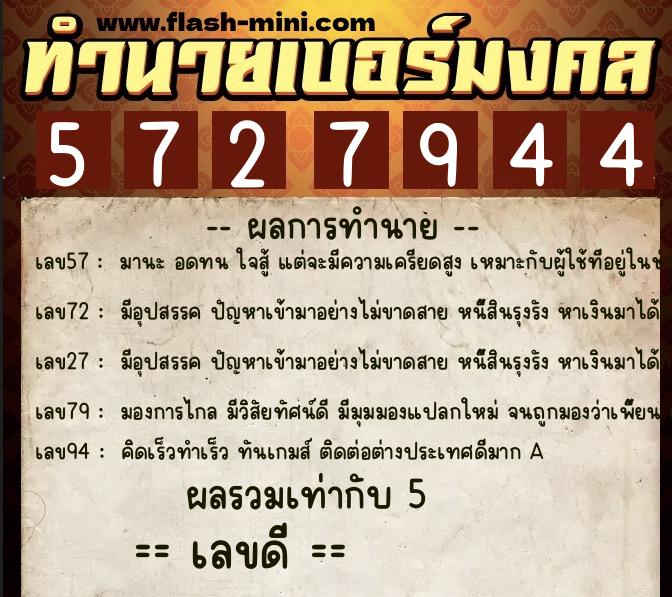 ทำนายเบอร์มงคล 0XX-5727944 ทำนายเบอร์มงคล หมายเลข 096-572794 ทำนายเบอร์มงคล 0XX-5727944 ทำนายเบอร์มงคล หมายเลข 096-572794