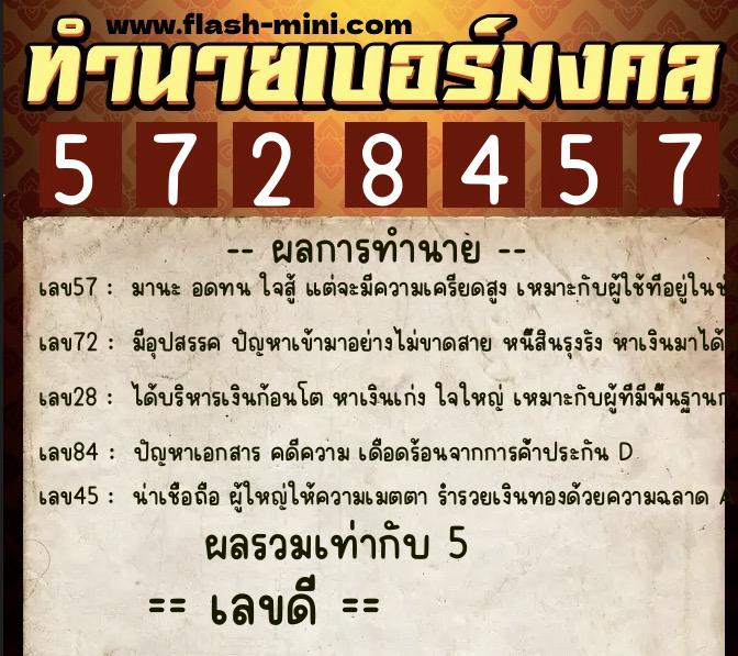 ทำนายเบอร์มงคล 0XX-5728457 ทำนายเบอร์มงคล หมายเลข 067-572845 ทำนายเบอร์มงคล 0XX-5728457 ทำนายเบอร์มงคล หมายเลข 067-572845