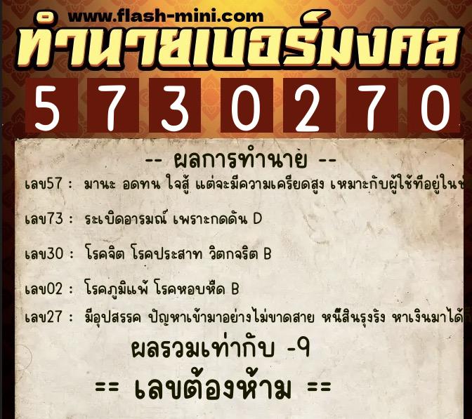 ทำนายเบอร์มงคล 0XX-5730270 ทำนายเบอร์มงคล หมายเลข 080-573027 ทำนายเบอร์มงคล 0XX-5730270 ทำนายเบอร์มงคล หมายเลข 080-573027