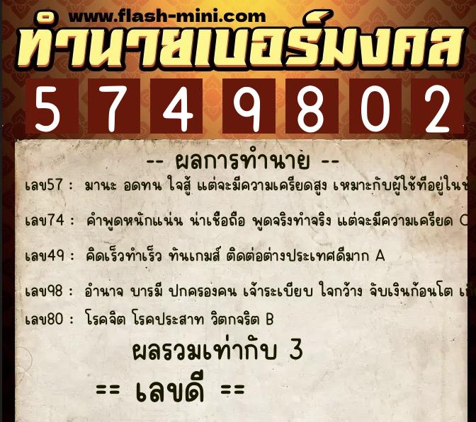 ทำนายเบอร์มงคล 0XX-5749802 ทำนายเบอร์มงคล หมายเลข 064-574980 ทำนายเบอร์มงคล 0XX-5749802 ทำนายเบอร์มงคล หมายเลข 064-574980