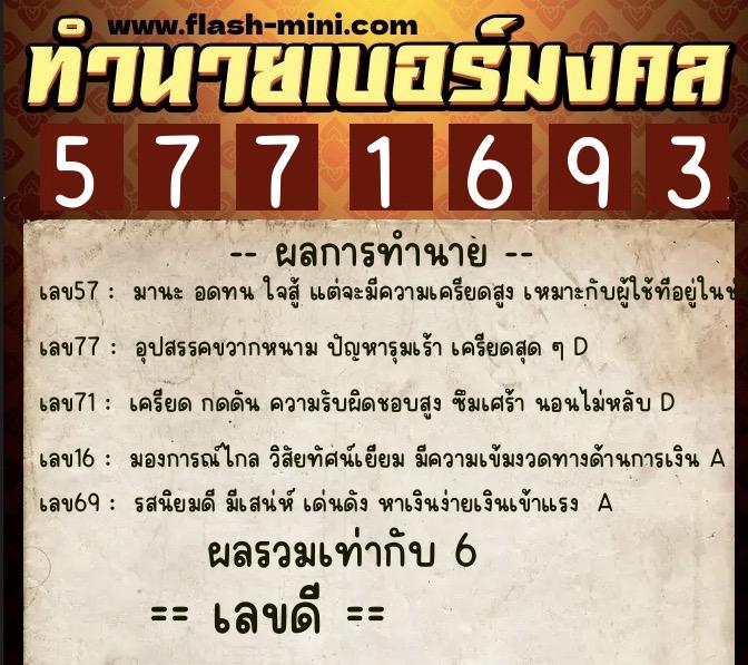 ทำนายเบอร์มงคล 0XX-5771693 ทำนายเบอร์มงคล หมายเลข 066-577169 ทำนายเบอร์มงคล 0XX-5771693 ทำนายเบอร์มงคล หมายเลข 066-577169