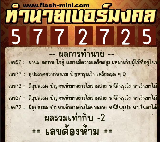 ทำนายเบอร์มงคล 0XX-5772725 ทำนายเบอร์มงคล หมายเลข 092-577272 ทำนายเบอร์มงคล 0XX-5772725 ทำนายเบอร์มงคล หมายเลข 092-577272