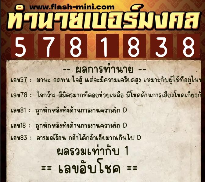 ทำนายเบอร์มงคล 0XX-5781838 ทำนายเบอร์มงคล หมายเลข 091-578183 ทำนายเบอร์มงคล 0XX-5781838 ทำนายเบอร์มงคล หมายเลข 091-578183