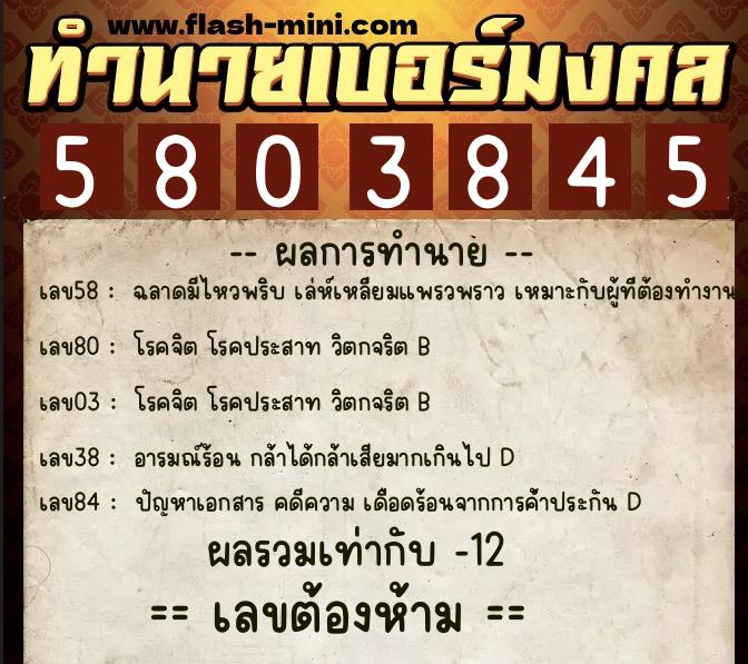 ทำนายเบอร์มงคล 0XX-5803845 ทำนายเบอร์มงคล หมายเลข 095-580384 ทำนายเบอร์มงคล 0XX-5803845 ทำนายเบอร์มงคล หมายเลข 095-580384