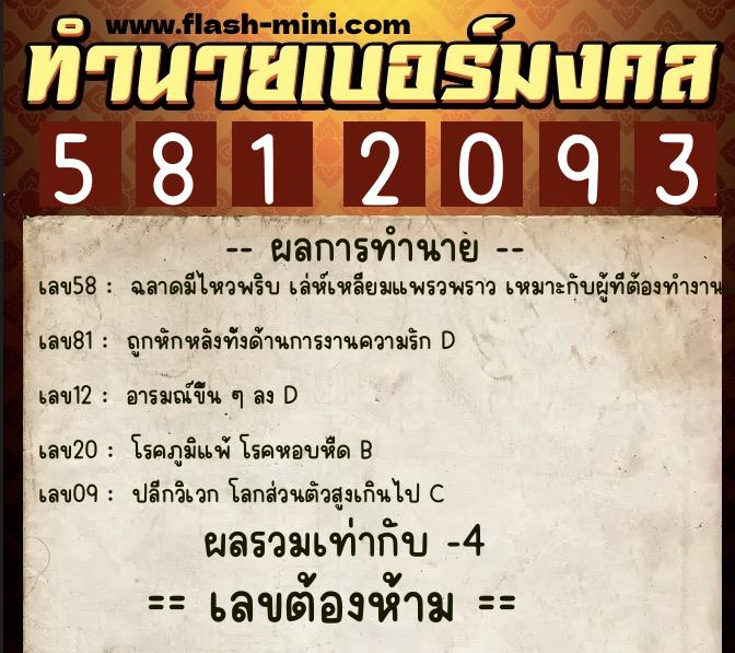ทำนายเบอร์มงคล 0XX-5812093 ทำนายเบอร์มงคล หมายเลข 069-581209 ทำนายเบอร์มงคล 0XX-5812093 ทำนายเบอร์มงคล หมายเลข 069-581209