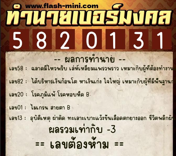 ทำนายเบอร์มงคล 0XX-5820131 ทำนายเบอร์มงคล หมายเลข 093-582013 ทำนายเบอร์มงคล 0XX-5820131 ทำนายเบอร์มงคล หมายเลข 093-582013