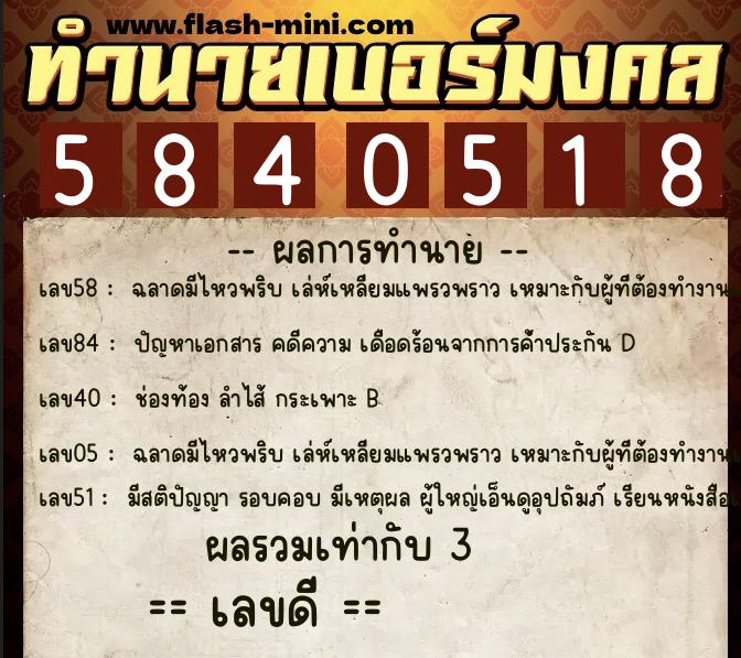 ทำนายเบอร์มงคล 0XX-5840518 ทำนายเบอร์มงคล หมายเลข 085-584051 ทำนายเบอร์มงคล 0XX-5840518 ทำนายเบอร์มงคล หมายเลข 085-584051