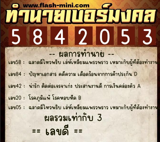 ทำนายเบอร์มงคล 0XX-5842053 ทำนายเบอร์มงคล หมายเลข 086-584205 ทำนายเบอร์มงคล 0XX-5842053 ทำนายเบอร์มงคล หมายเลข 086-584205
