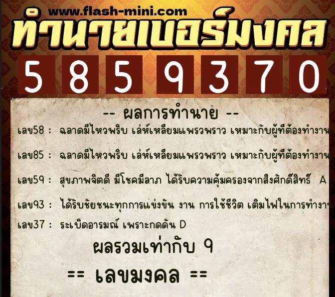 ทำนายเบอร์มงคล 0XX-5859370 ทำนายเบอร์มงคล หมายเลข 088-585937 ทำนายเบอร์มงคล 0XX-5859370 ทำนายเบอร์มงคล หมายเลข 088-585937
