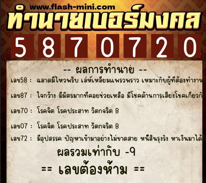 ทำนายเบอร์มงคล 0XX-5870720 ทำนายเบอร์มงคล หมายเลข 083-587072 ทำนายเบอร์มงคล 0XX-5870720 ทำนายเบอร์มงคล หมายเลข 083-587072