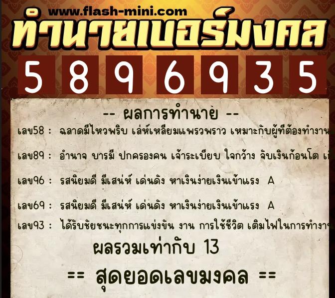 ทำนายเบอร์มงคล 0XX-5896935 ทำนายเบอร์มงคล หมายเลข 090-589693 ทำนายเบอร์มงคล 0XX-5896935 ทำนายเบอร์มงคล หมายเลข 090-589693