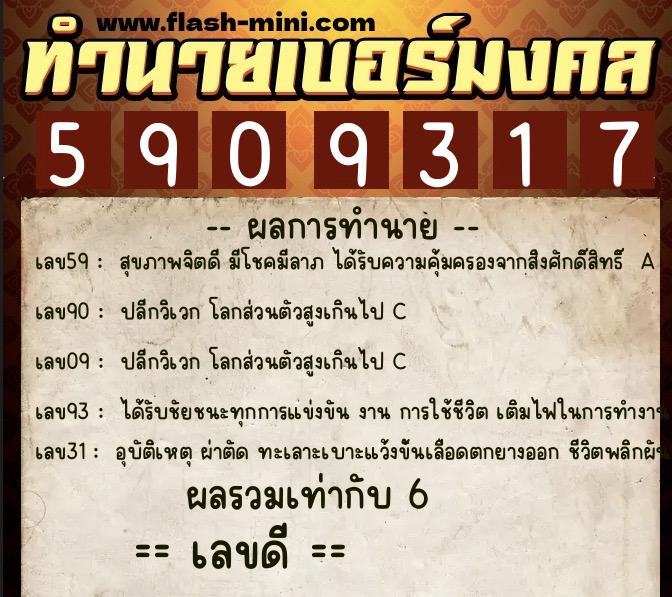 ทำนายเบอร์มงคล 0XX-5909317 ทำนายเบอร์มงคล หมายเลข 062-590931 ทำนายเบอร์มงคล 0XX-5909317 ทำนายเบอร์มงคล หมายเลข 062-590931