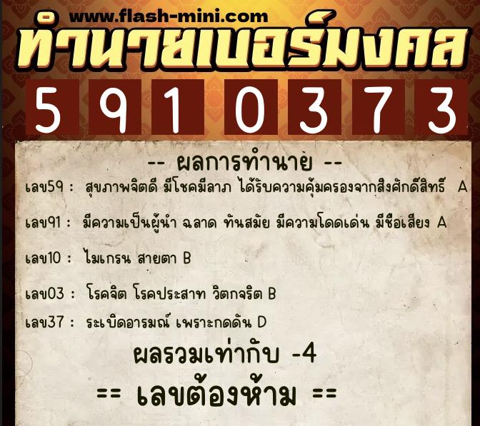 ทำนายเบอร์มงคล 0XX-5910373 ทำนายเบอร์มงคล หมายเลข 084-591037 ทำนายเบอร์มงคล 0XX-5910373 ทำนายเบอร์มงคล หมายเลข 084-591037