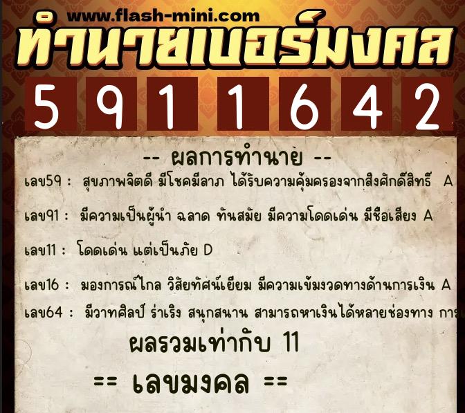 ทำนายเบอร์มงคล 0XX-5911642 ทำนายเบอร์มงคล หมายเลข 099-591164 ทำนายเบอร์มงคล 0XX-5911642 ทำนายเบอร์มงคล หมายเลข 099-591164