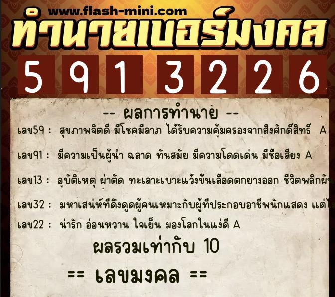 ทำนายเบอร์มงคล 0XX-5913226 ทำนายเบอร์มงคล หมายเลข 062-591322 ทำนายเบอร์มงคล 0XX-5913226 ทำนายเบอร์มงคล หมายเลข 062-591322